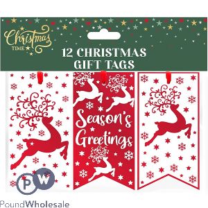 Christmas Assorted Red Foil Gift Tag 12 Pack 