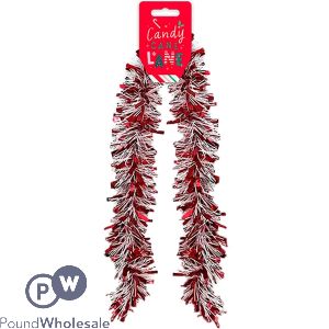 Christmas Red & White Tinsel 2m