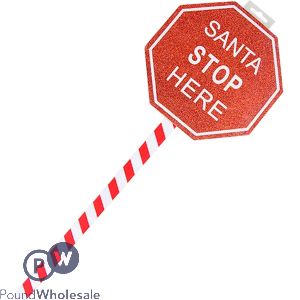 Christmas Glitter-coating Santa Stop Here Sign 57.5cm