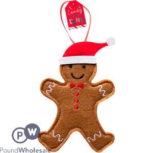 Christmas Felt Gingerbread Man Decoration 12.5cm X 8.5cm X 0.5cm