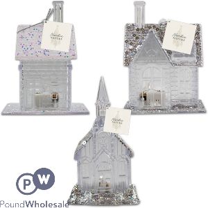 Christmas Nordic Led Light-up Glitter House Decoration Assorted