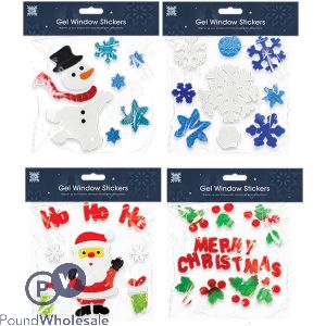 Christmas Gel Window Stickers Set Assorted