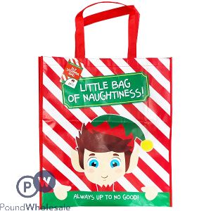Christmas Woven Pp Elf Shopping Bag 45cm X 40cm X 14cm