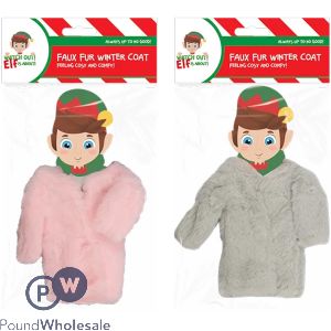Christmas Elf Faux Fur Winter Coat 14cm X 9cm Assorted Colours