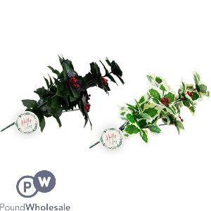Christmas Decorative Christmas Holly Spray 40cm Assorted Colours