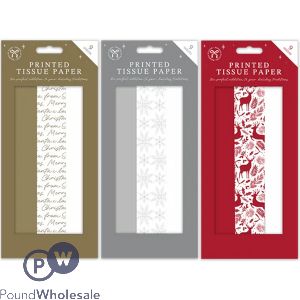 Christmas Printed Tissue Paper 50cm X 60cm 9 Pack Assorted