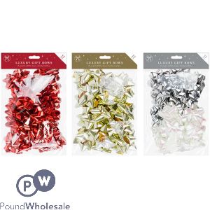 Christmas Metallic Gift Bows 12 Pack Assorted Colours