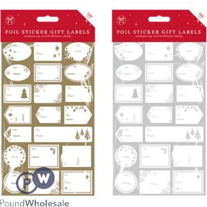 Christmas Foil Sticker Gift Labels 100 Pack Assorted