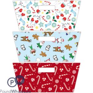 Christmas Rectangular Festive Printed Hamper Tray 30cm X 23cm X 13cm