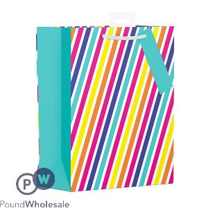 GIFTMAKER RAINBOW STRIPES GIFT BAG MEDIUM