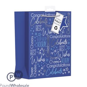 GIFTMAKER MALE BLUE CELEBRATION GIFT BAG MEDIUM