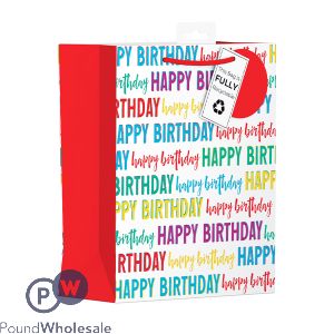 Giftmaker Fun Happy Birthday Text Gift Bag Medium
