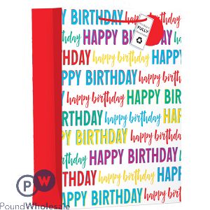 GIFTMAKER FUN HAPPY BIRTHDAY TEXT GIFT BAG XL