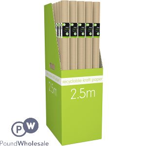 Recyclable Kraft Gift Wrap Paper 2.5m Cdu