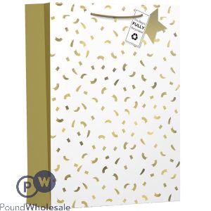 Giftmaker White & Gold Confetti Gift Bag Extra Large