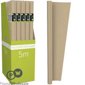 Recyclable Kraft Brown Paper Gift Wrap Roll 5m Cdu