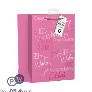 Giftmaker Female Pink Text Gift Bag Medium