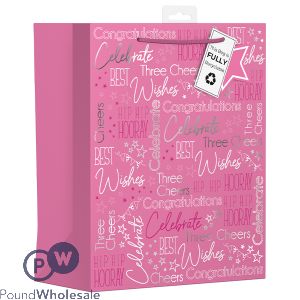 Giftmaker Female Pink Text Gift Bag Large