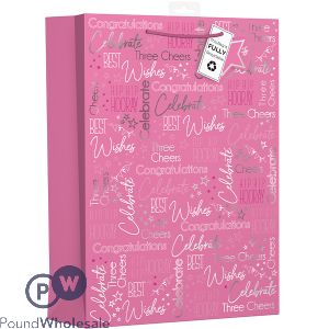 Giftmaker Female Pink Text Gift Bag XL