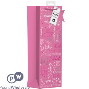 Giftmaker Female Pink Text Gift Bag Bottle