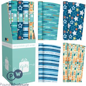 Giftmaker Assorted Male Recyclable Gift Wrap Fsdu 3m X 69cm