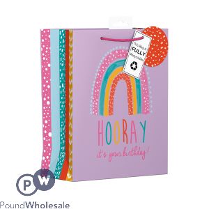 Giftmaker Hooray Birthday Rainbow Gift Bag Medium