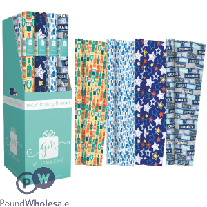 Giftmaker Male Celebrations Gift Wrap 69cm X 3m Cdu Assorted