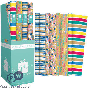Giftmaker Fashion Kraft Gift Wrap 69cm X 2m Cdu Assorted