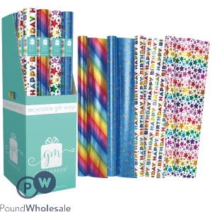 Giftmaker Brights Foil Gift Wrap 69cm X 1.5m CDU Assorted