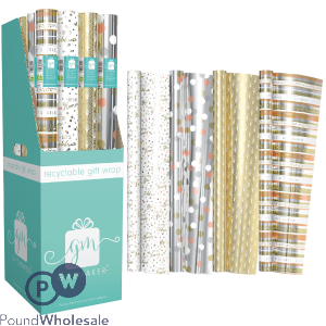 Giftmaker Celebrations Foil Gift Wrap 69cm X 1.5m CDU Assorted