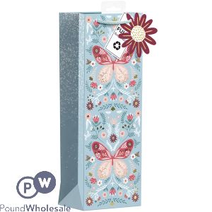 Giftmaker Butterfly Floral Gift Bag Bottle