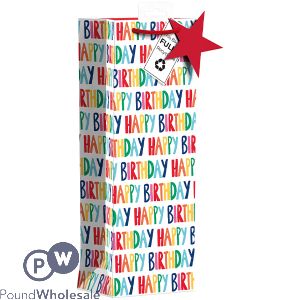 Giftmaker Brights Text Happy Birthday Gift Bag Bottle