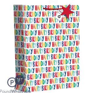 Giftmaker Brights Text Happy Birthday Gift Bag Xl
