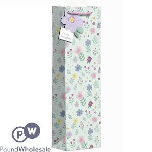 Giftmaker Ditsy Floral Blue Gift Bag Bottle