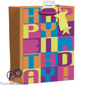 Giftmaker Neon Block Happy Birthday Gift Bag Xl
