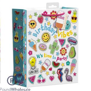 Giftmaker Birthday Vibes Emoticon Gift Bag Large