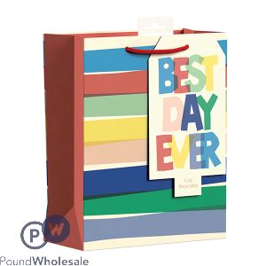 Giftmaker Best Day Ever Striped Gift Bag Medium