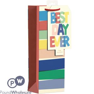 Giftmaker Best Day Ever Striped Gift Bag Bottle
