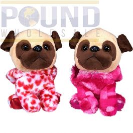 Wholesale Pug Dog In Hoodie 7 Plush Toy 2 Assorted Pound Wholesale