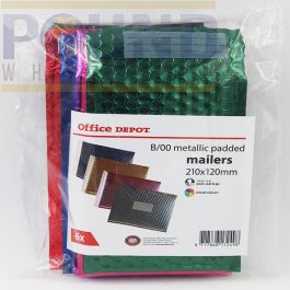 Wholesale Office Depot B 00 Metallic Padded Mailers 210mm X 120mm Assorted Colours 6pk Pound Wholesale