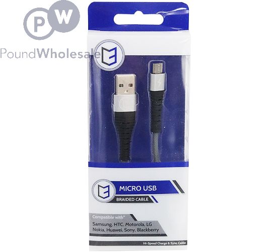  MICRO USB HI-SPEED BRAIDED CABLE SILVER 1M