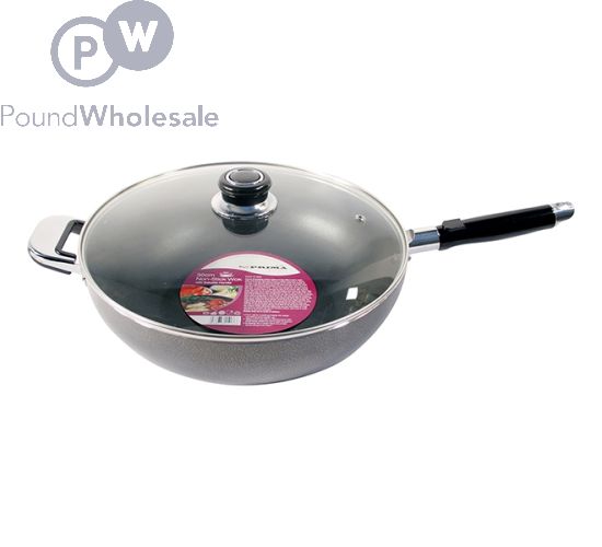 PRIMA NON-STICK WOK WITH GLASS LID 30CM