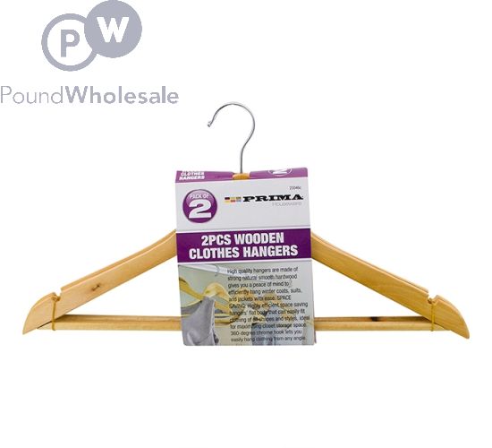 PRIMA WOODEN CLOTHES HANGERS 2PC