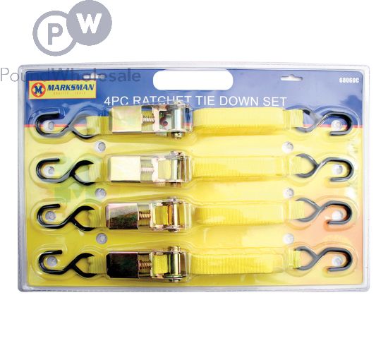MARKSMAN RATCHET TIE DOWN SET 4PC
