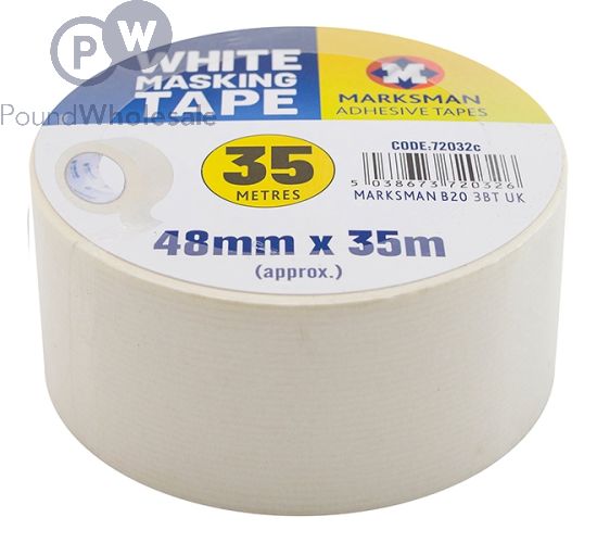 MARKSMAN WHITE MASKING TAPE 48MM X 35M