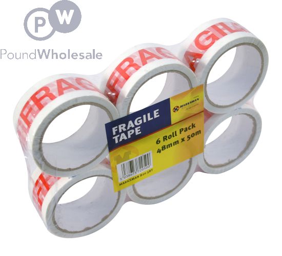 6pc Fragile Printed Tape Size 48mm X 50m