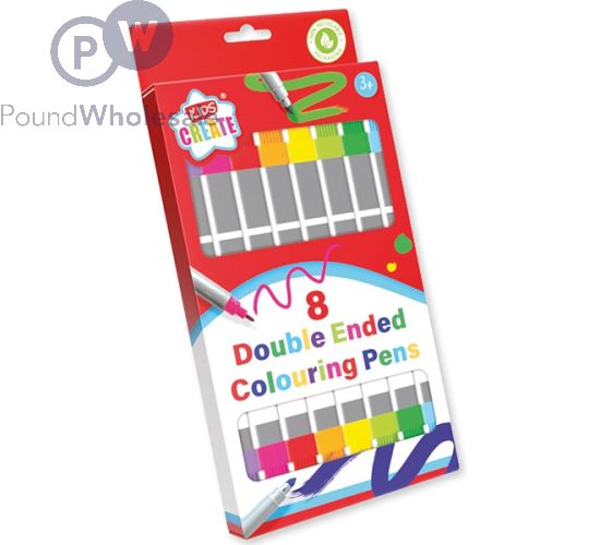 KIDS CREATE DOUBLE-ENDED COLOURING PENS 8 PACK
