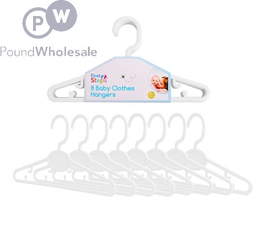 FIRST STEPS WHITE BABY CLOTHES HANGERS 8PK