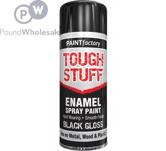 PAINT FACTORY TOUGH STUFF ENAMEL SPRAY PAINT BLACK GLOSS 400ML