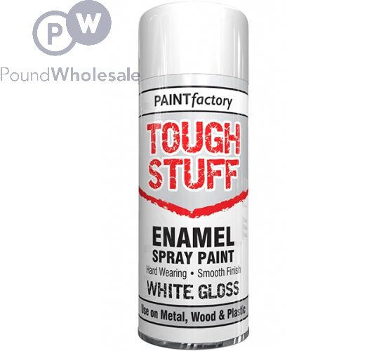 PAINT FACTORY TOUGH STUFF ENAMEL SPRAY PAINT WHITE GLOSS 400ML